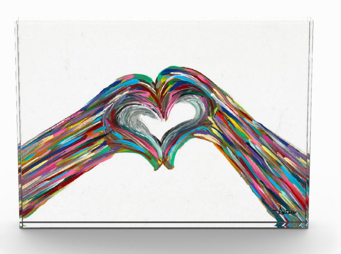 Heart Hands Acrylic Art Block