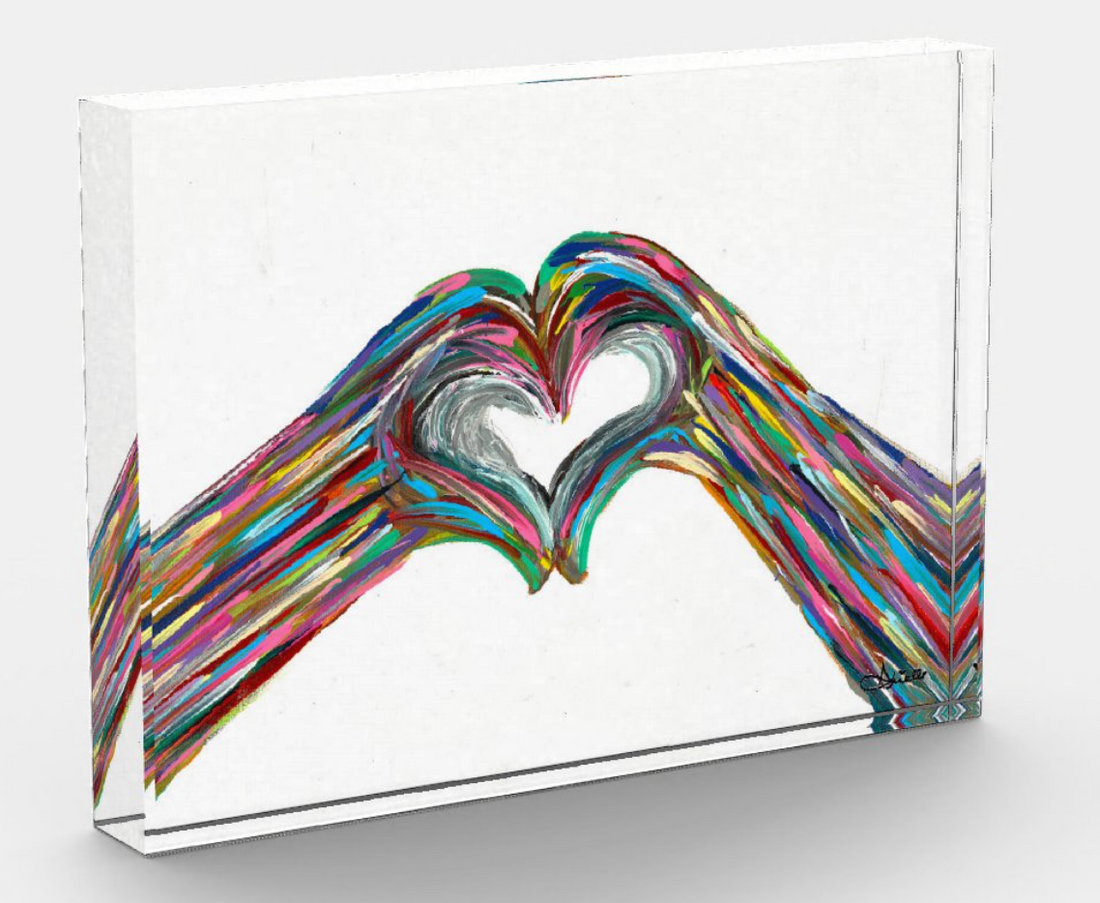 Heart Hands Acrylic Art Block