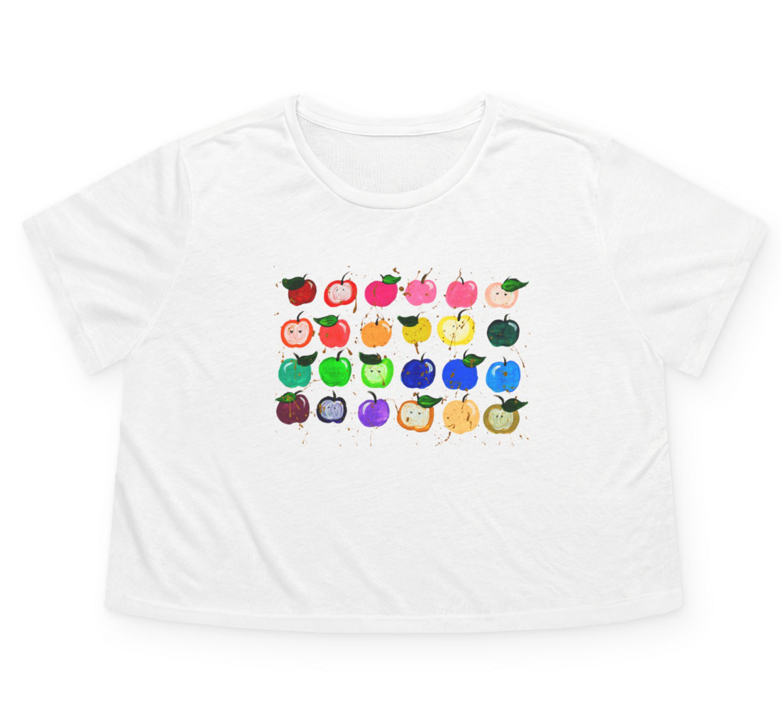Rainbow Apples Rosh Hashanah | Flowy Cropped Tee