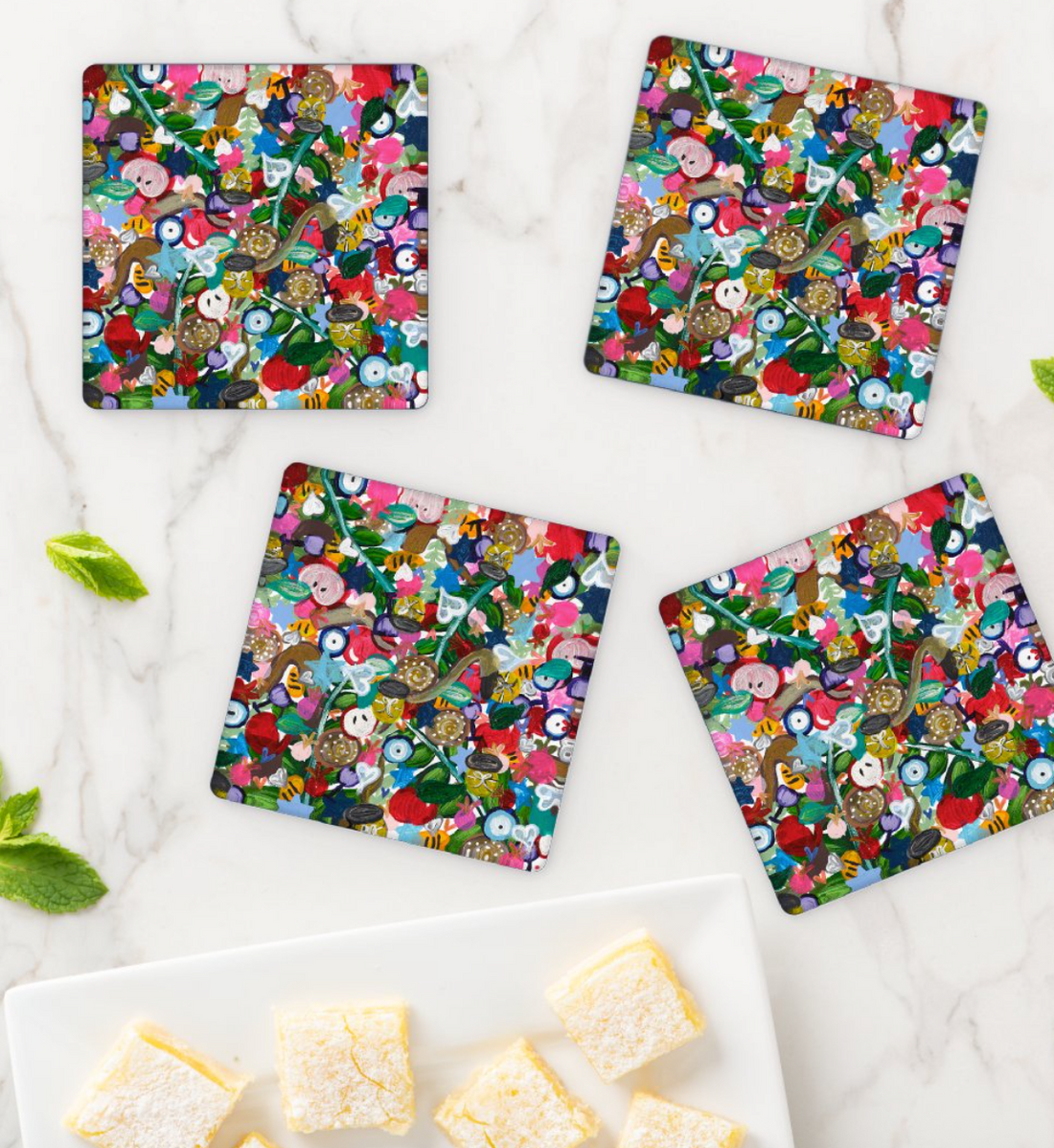 All the Colors of Rosh | Rosh Hashanah Acrylic Coasters - Set of 4