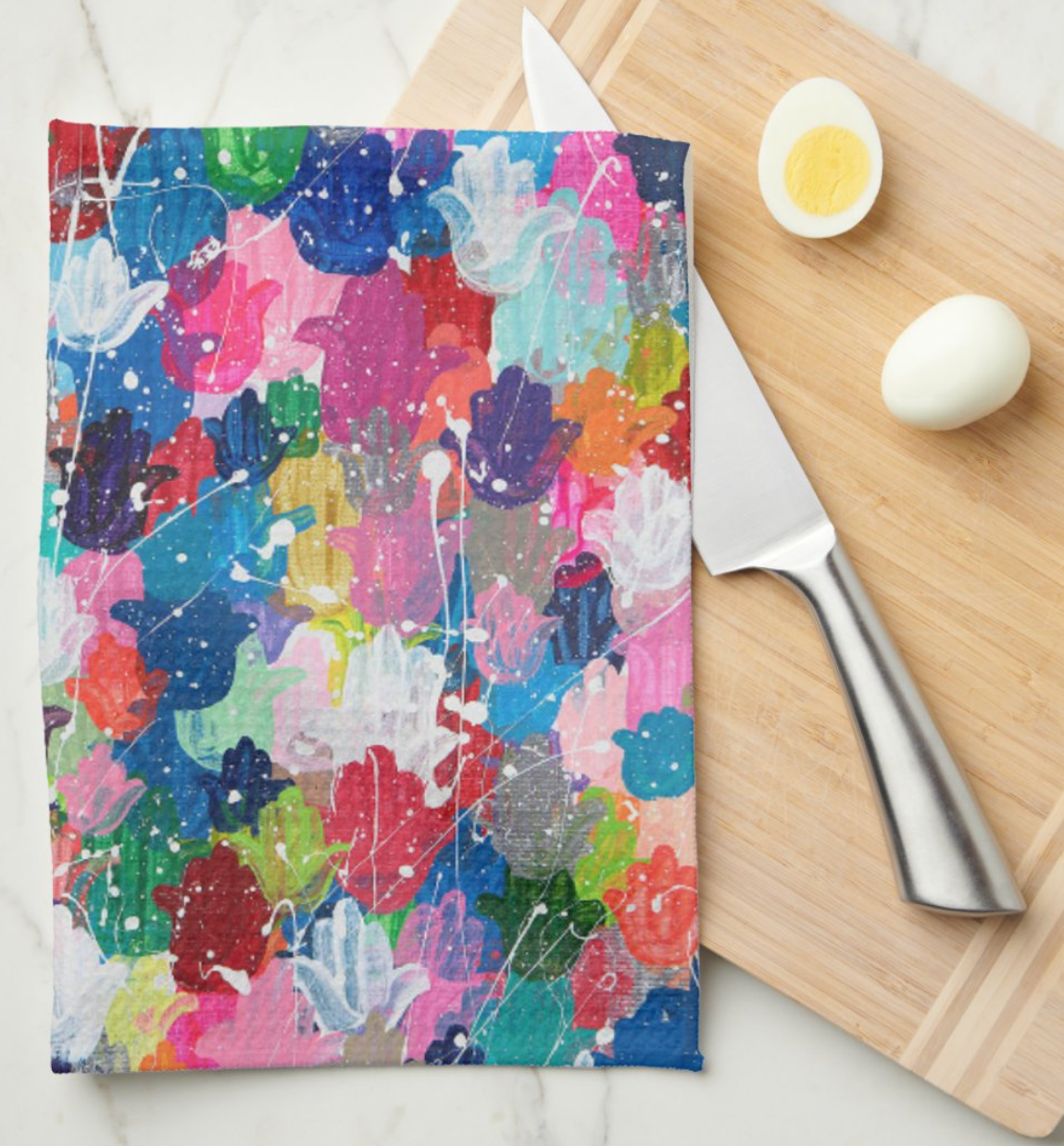 Hamsa Splatter Kitchen Tea Towel