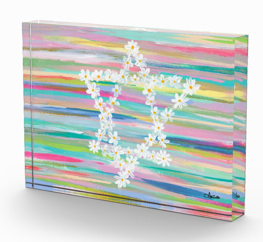 Daisy Jewish Star Acrylic Art Block