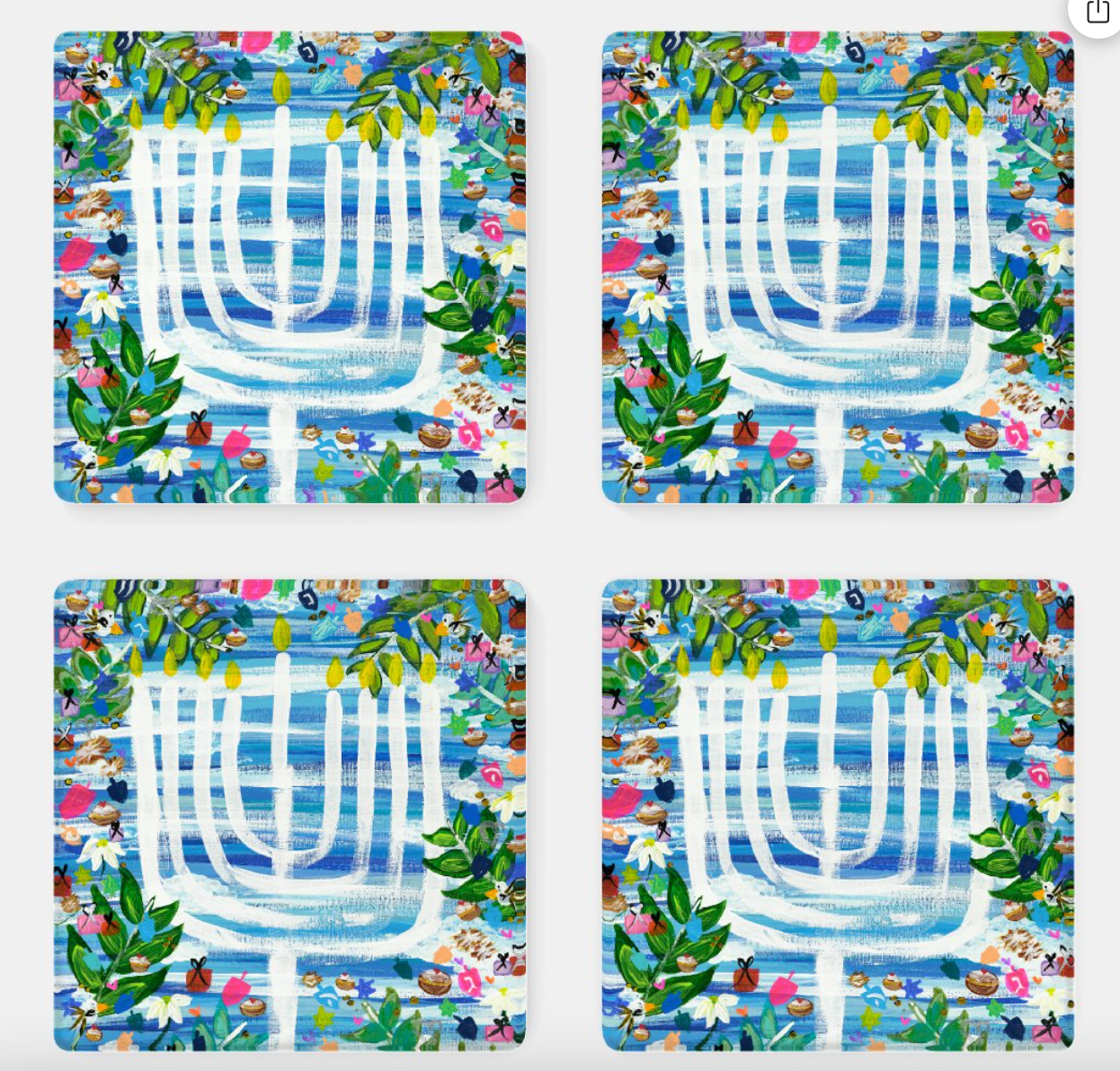 Hanukkah Garden Party Acrylic Coasters - Set of 4