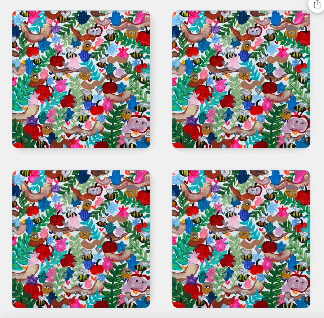 Everything Rosh Hashanah Acrylic Coasters - Set of 4