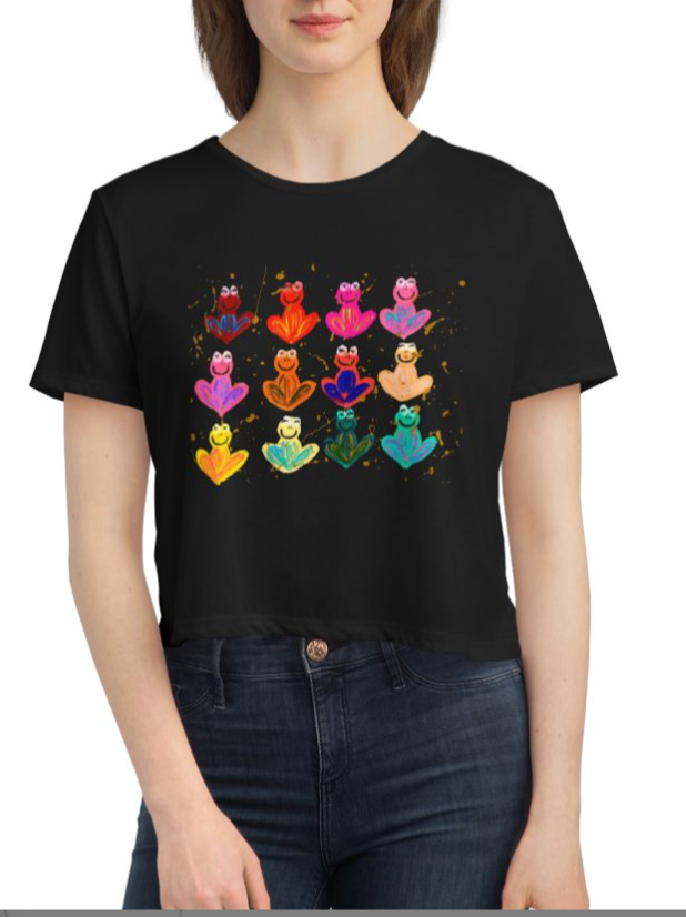 Rainbow Frogs Passover | Flowy Cropped Tee