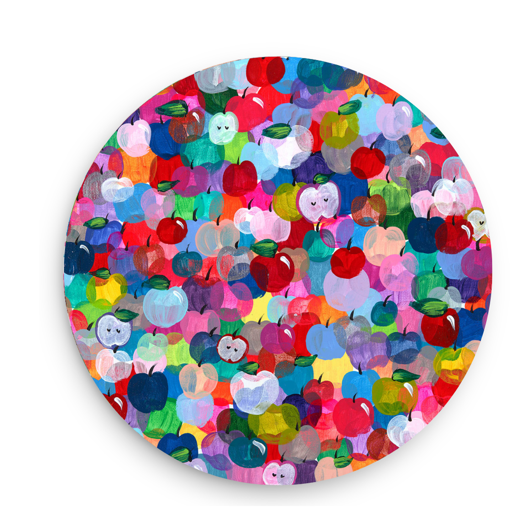 Rainbow Apples | Centerpiece Glass Serving Dish Platter