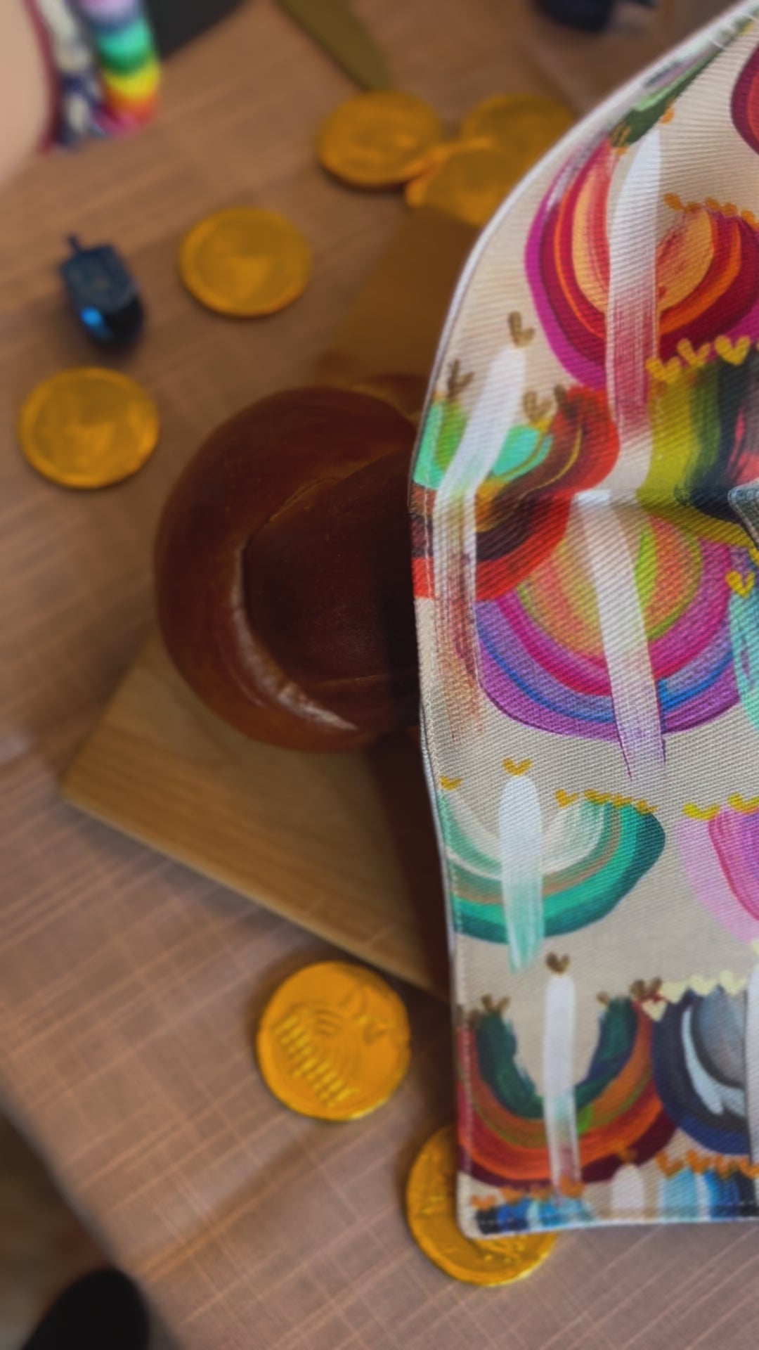 Rainbow Menorahs Challah Cover