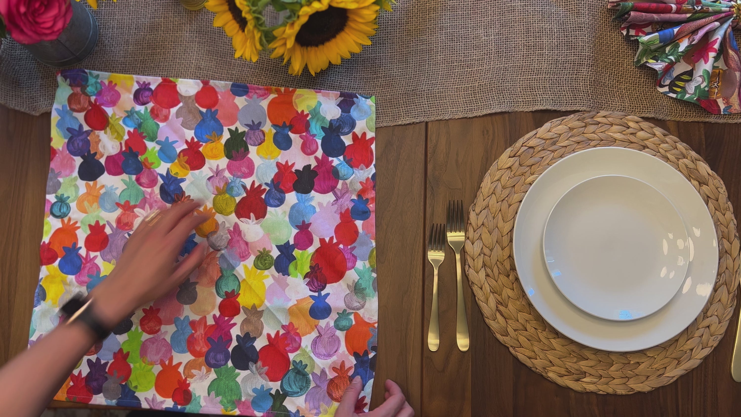 Rainbow Pomegranates | Cloth Napkins