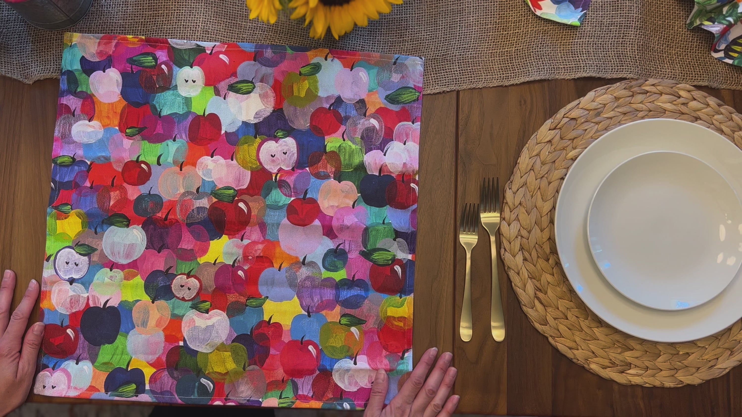 Rainbow Apples Cloth Napkins