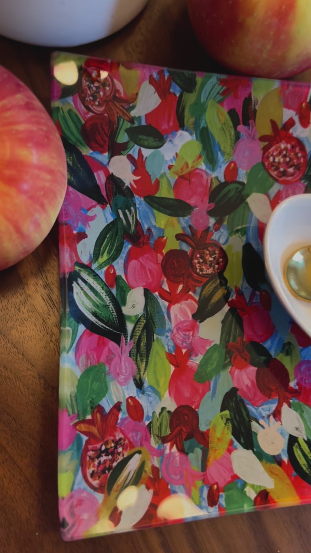 Red Pomegranates Rosh Hashanah | Apple &amp; Honey Dish Set