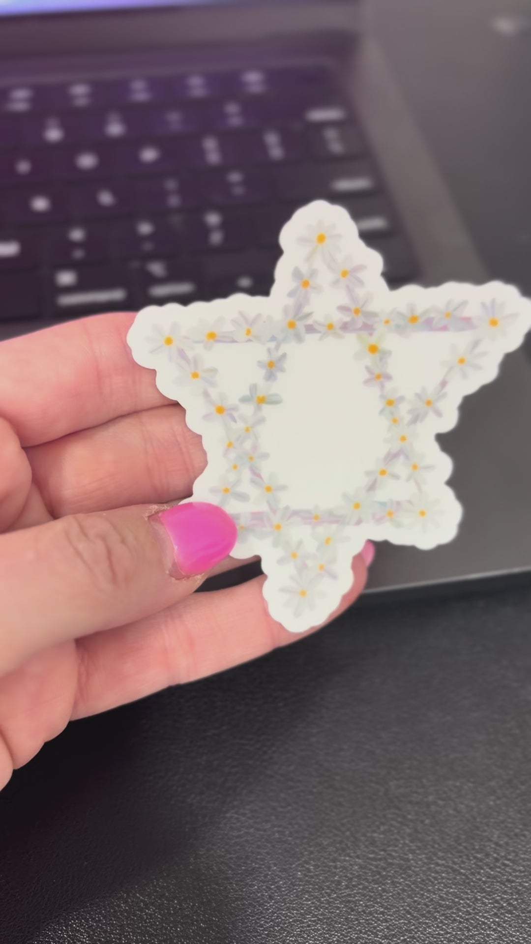 Daisy Jewish Star Clear Waterproof Vinyl Sticker