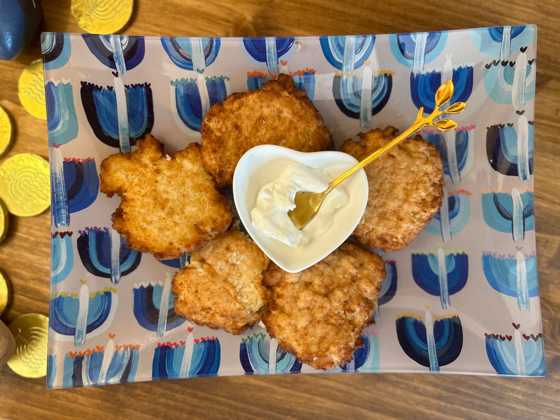 Blue Menorahs Hanukkah Dish Set