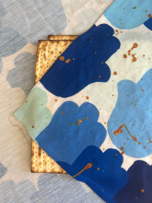 Shades of Blue Hamsas Matzah Cover - Arielle Zorger Designs X Jewishly