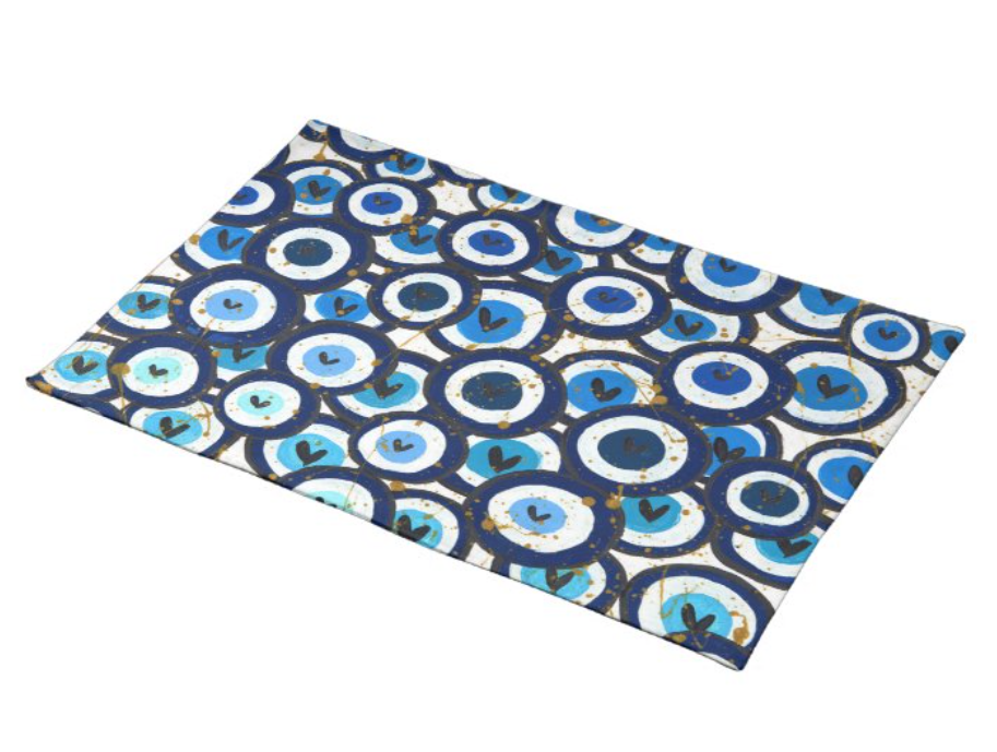 Blue Heart Evil Eyes Challah Cover