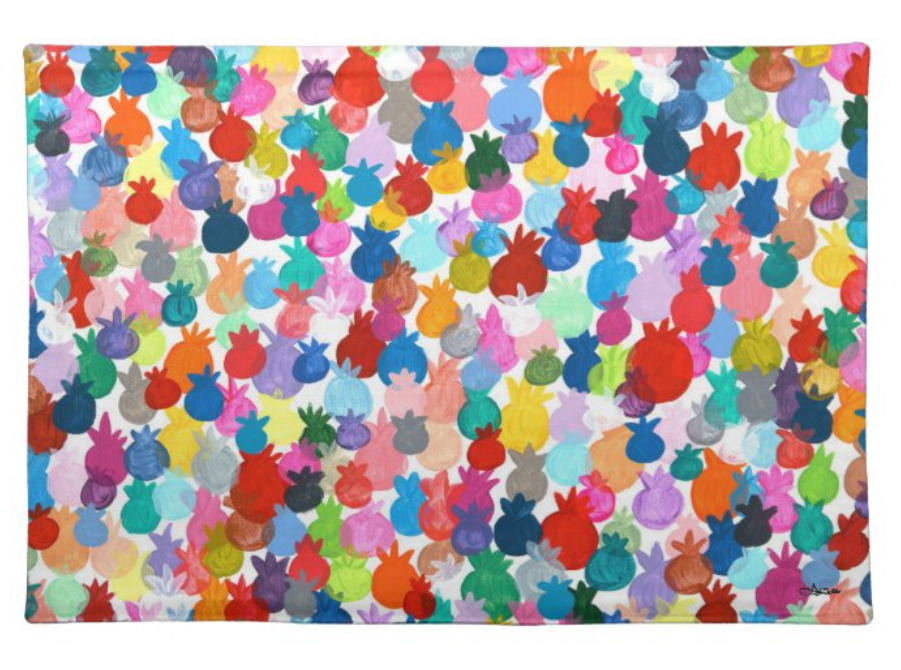 Rainbow Pomegranates Rosh Hashanah Challah Cover
