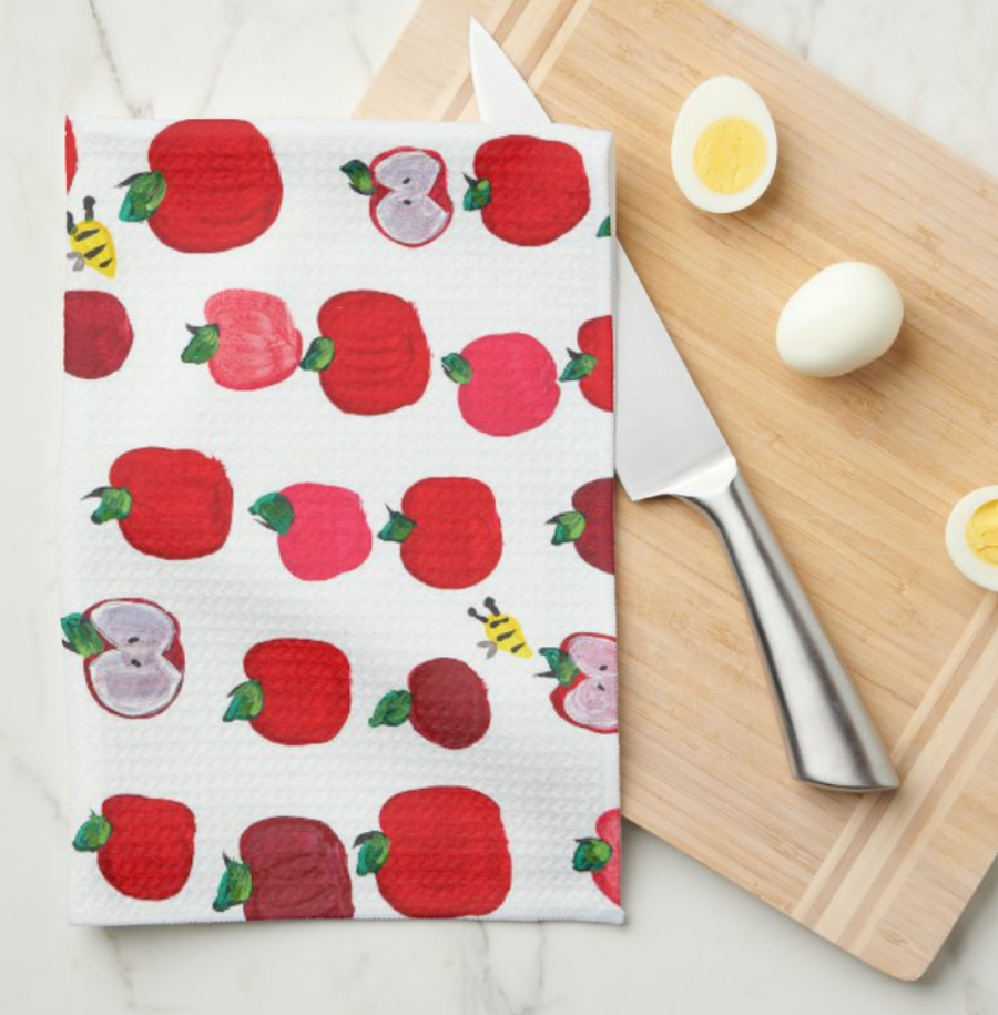 Red Apples Kitchen Tea Towel