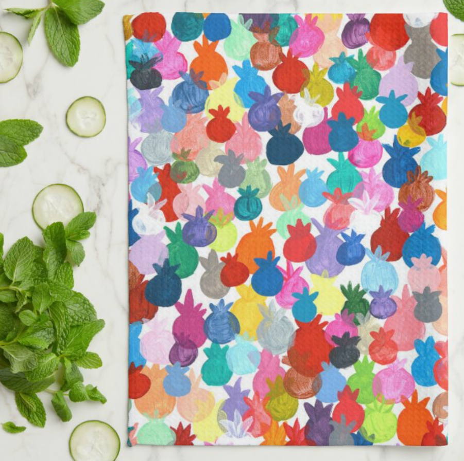 Rainbow Pomegranates Kitchen Tea Towel