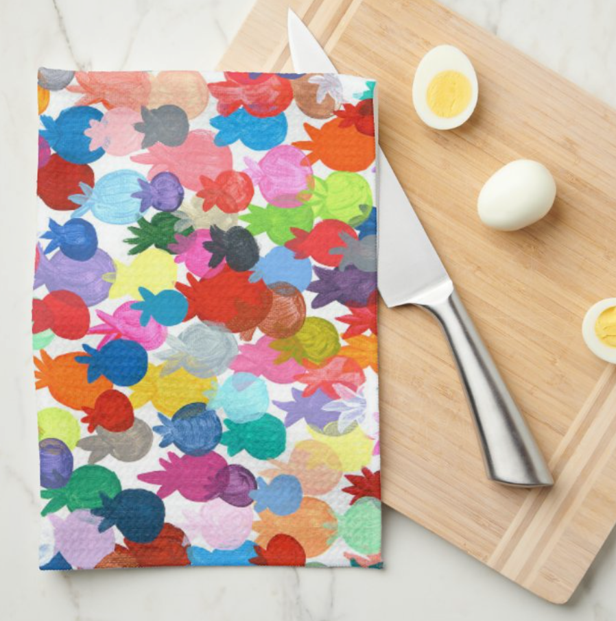 Rainbow Pomegranates Kitchen Tea Towel