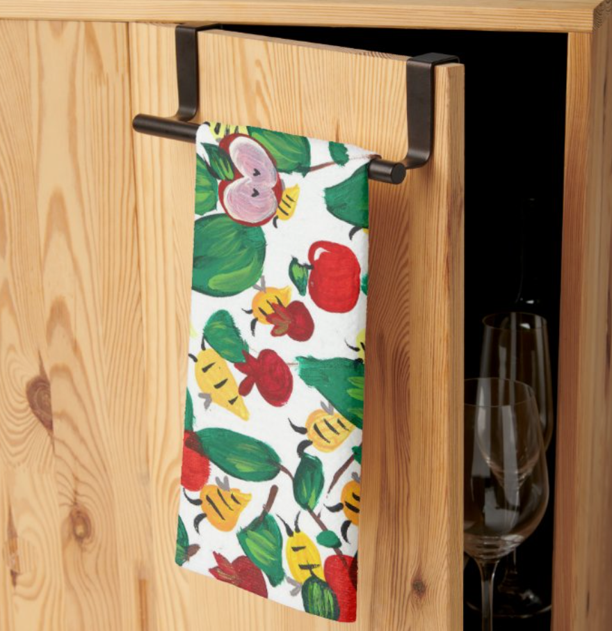 Honey Bees + Leaves Kitchen Tea Towel