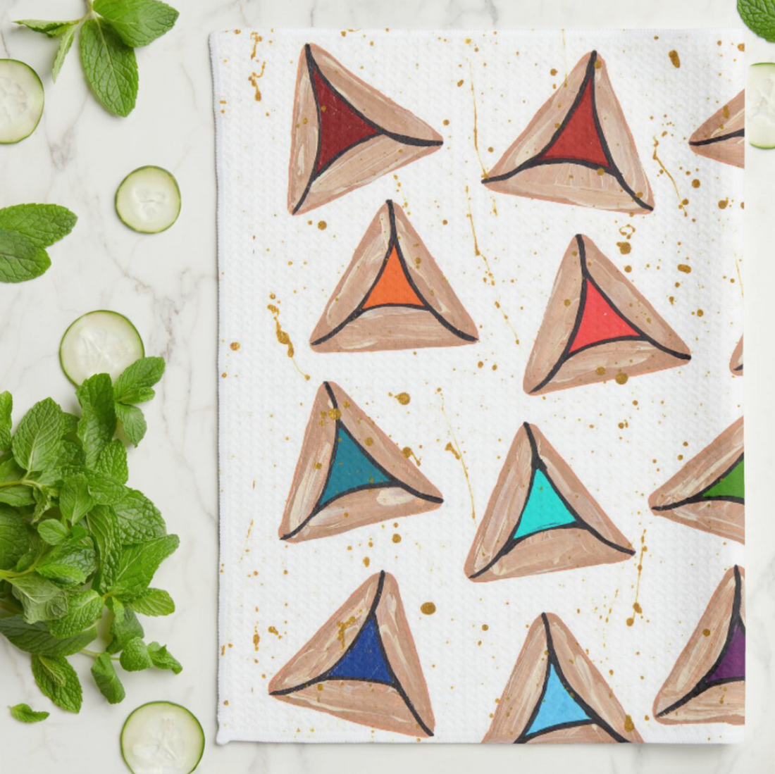 Rainbow Hamantaschen Kitchen Tea Towel