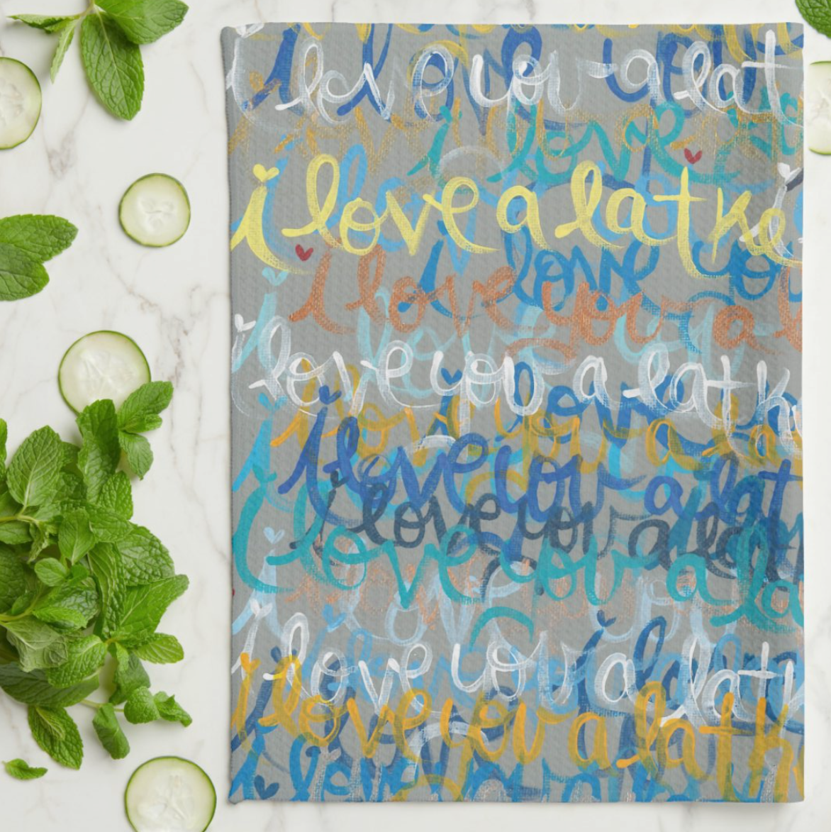 I Love You A Latke Kitchen Tea Towel