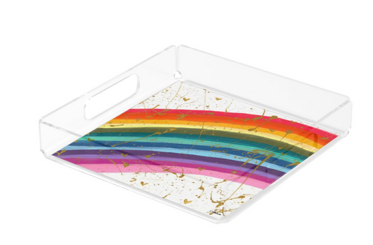 Bright Rainbow Acrylic Tray - Square - Arielle Zorger Designs X Goldie Lev
