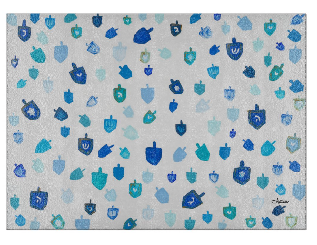 Blue Dreidels Menorah Drip Tray