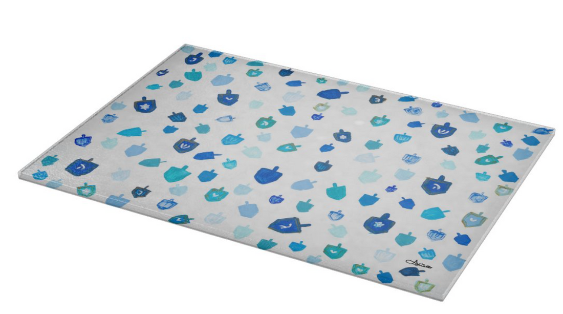 Blue Dreidels Menorah Drip Tray