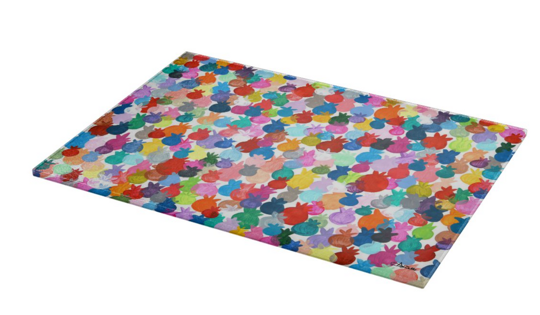 Rainbow Pomegranates Glass Tray