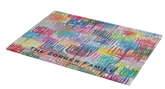 Heart Menorahs Glass Tray | Personalized