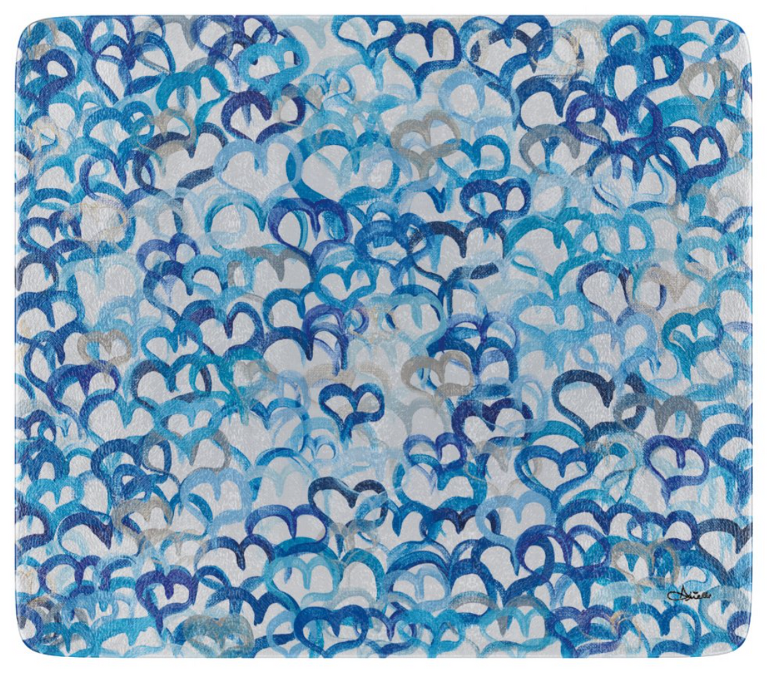 Blue Hearts Glass Tray