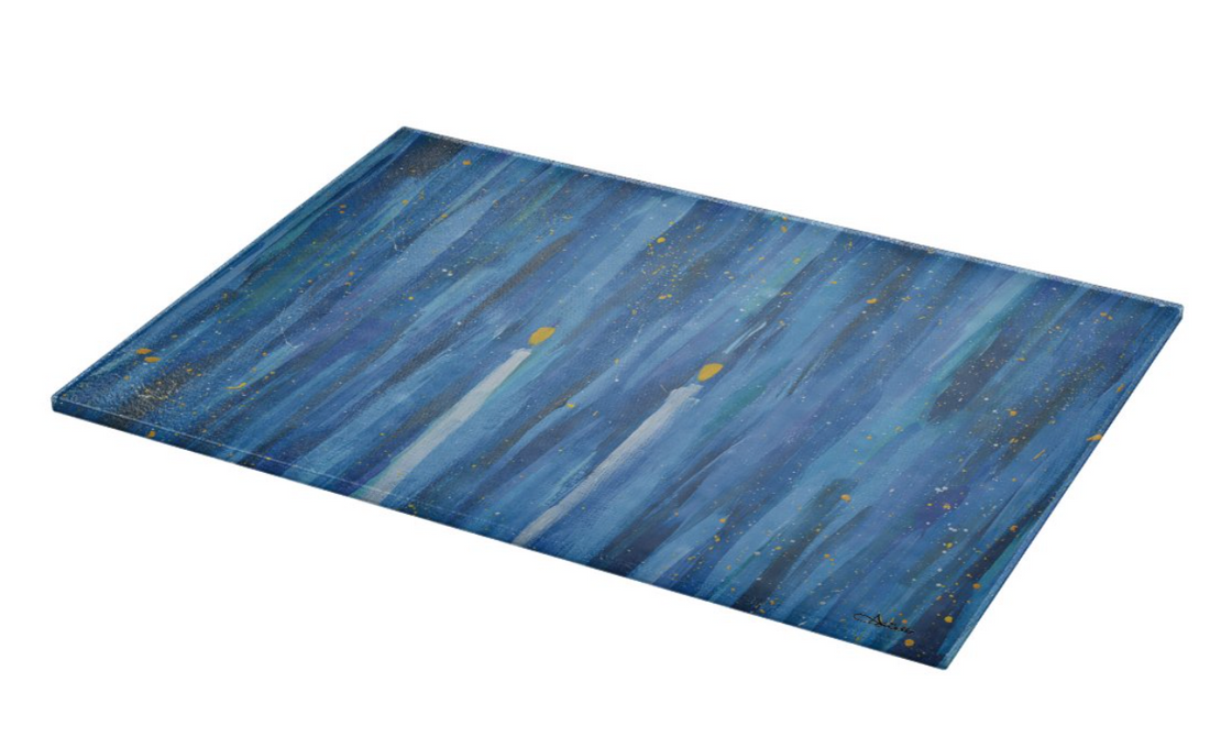 Shabbat Candles Splatter Glass Tray