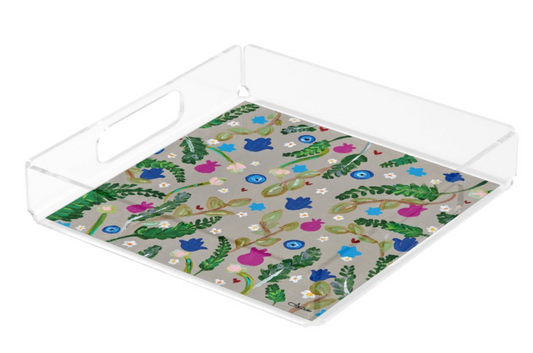 Floral Pattern Acrylic Tray