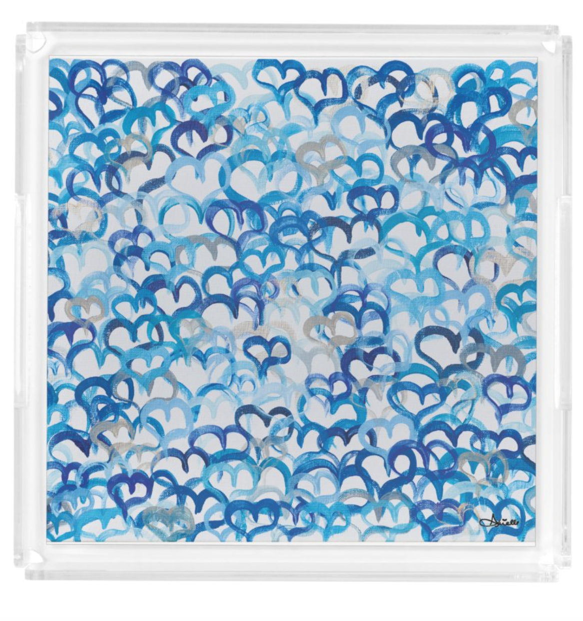 Blue Hearts Acrylic Matzah Tray