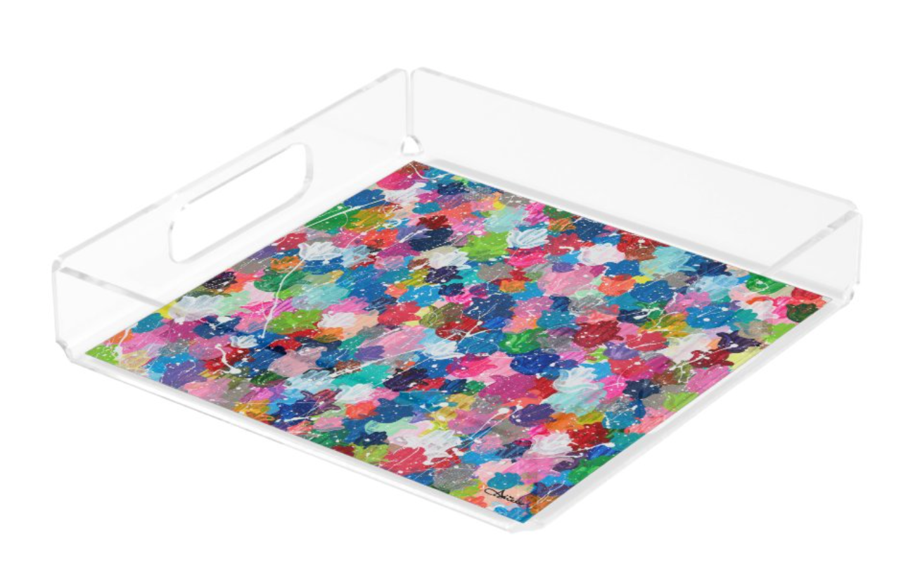 Hamsa Splatter Acrylic Matzah Tray