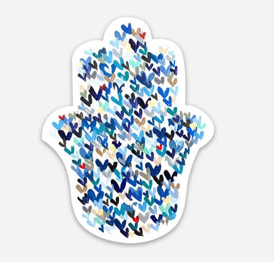 Shades of Blue Hearts Hamsa | Vinyl Sticker