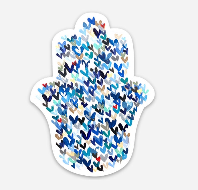 Blue Hearts Hamsa | Vinyl Sticker
