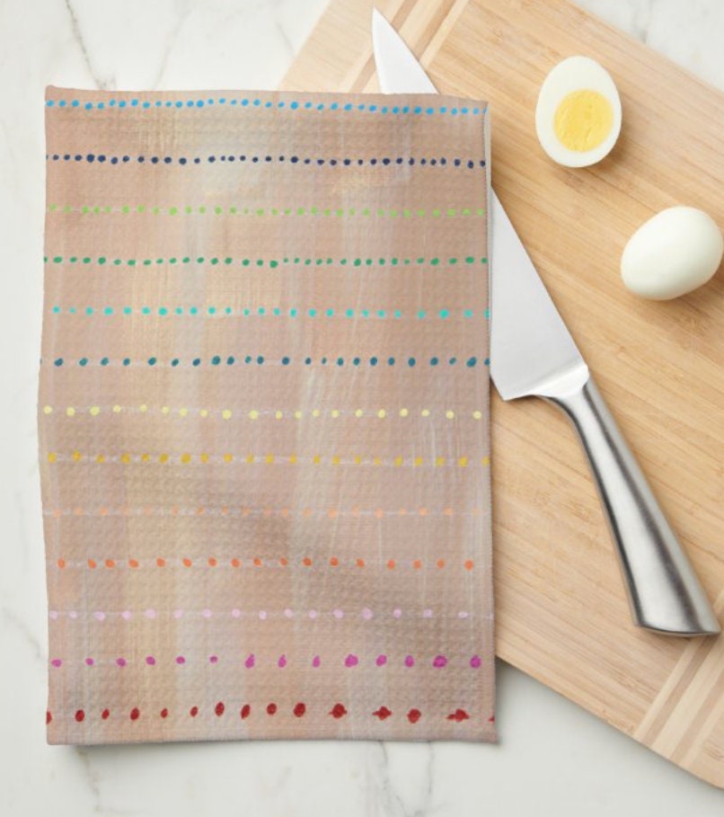 Matzah Rainbow Dots Kitchen Tea Towel
