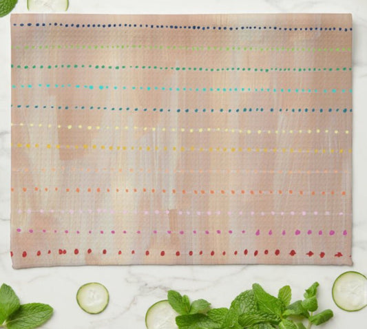 Matzah Rainbow Dots Kitchen Tea Towel