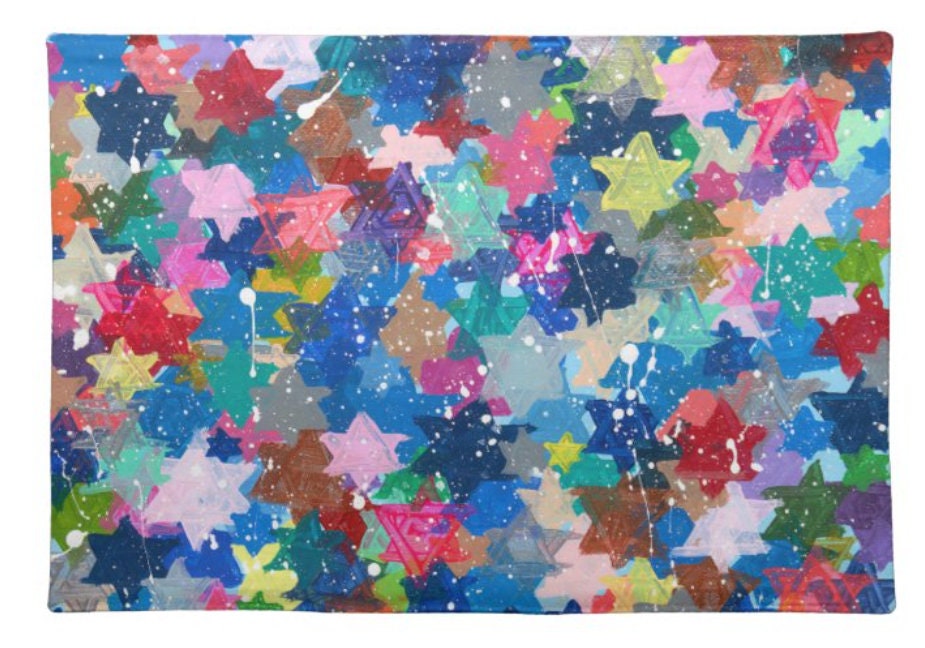 Arielle Zorger Designs signature colorful and whimsical Jewish Star designed challah cover