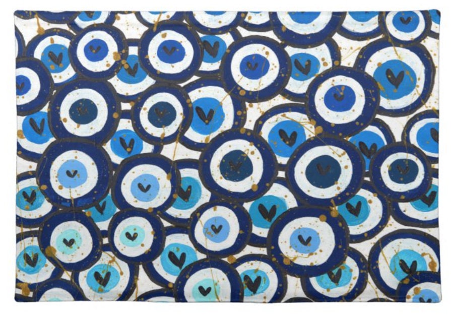 Arielle Zorger Designs signature colorful and whimsical Evil Eye designed challah cover